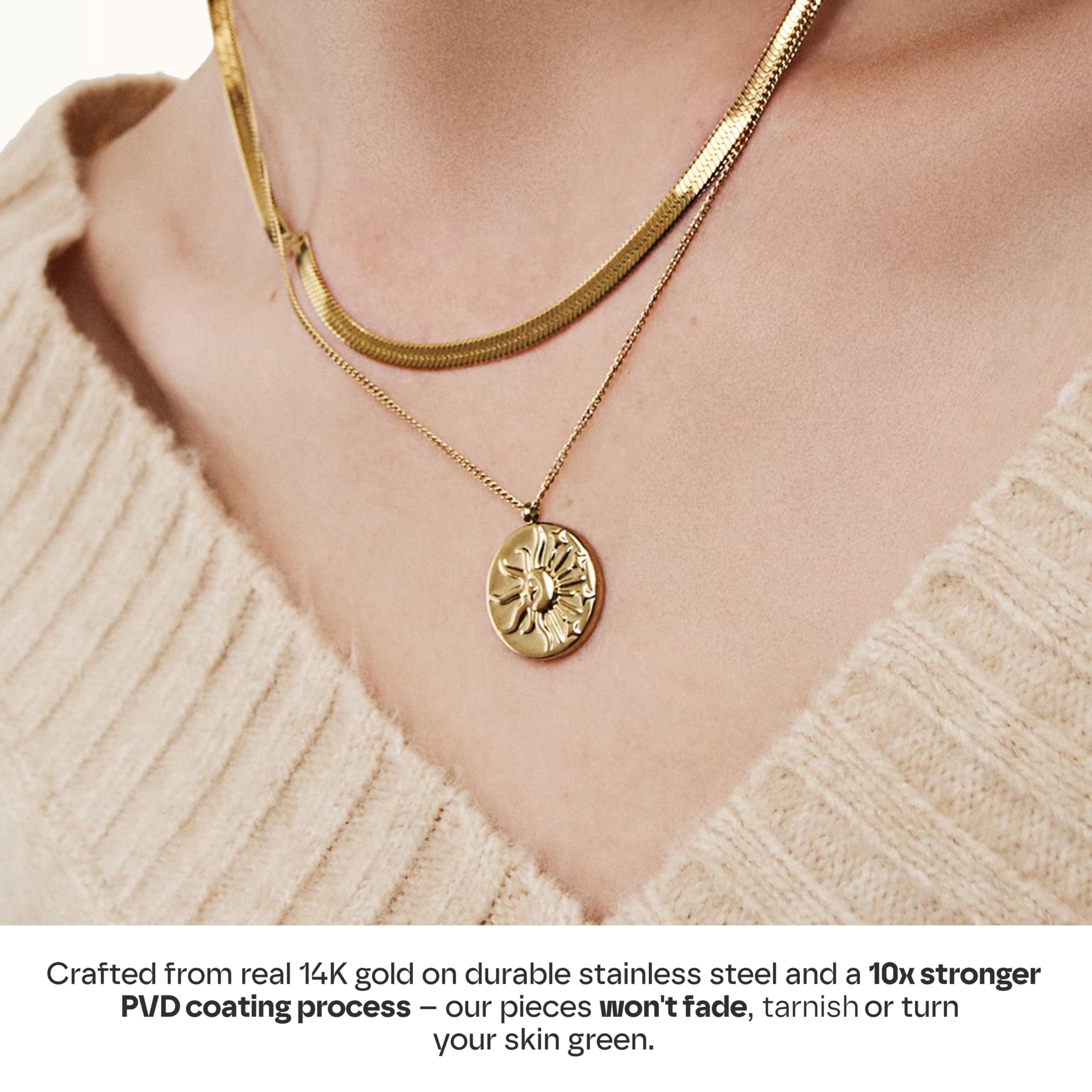Hey Harper Gold Necklace For Women Trendy Necklace - 14K Golden PVD Coating Waterproof & Sweatproof Non Tarnish Jewelry Chain Necklaces - Image 4